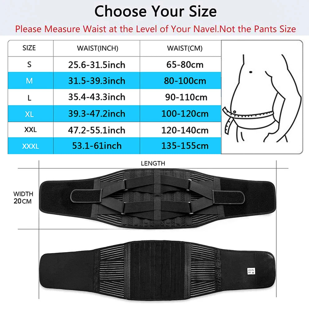 Waist Support Belt – Adjustable Lumbar Brace for Back Pain Relief & Support