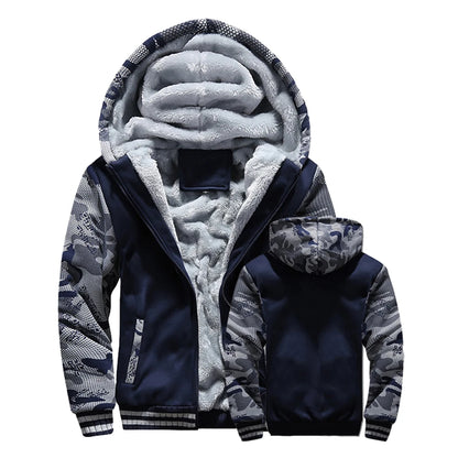 Winter Hooded Jacket – Warm, Thick Fleece Coat with Zipper, Casual Sportswear Hoody