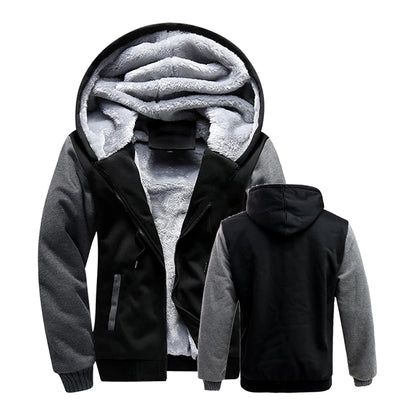 Winter Hooded Jacket – Warm, Thick Fleece Coat with Zipper, Casual Sportswear Hoody