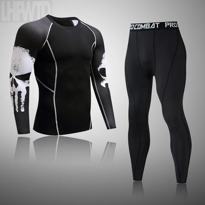 Winter Compression Underwear – Thermal MMA & Bodybuilding T-Shirt, Skull Rashguard & Leggings