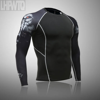 Winter Compression Underwear – Thermal MMA & Bodybuilding T-Shirt, Skull Rashguard & Leggings