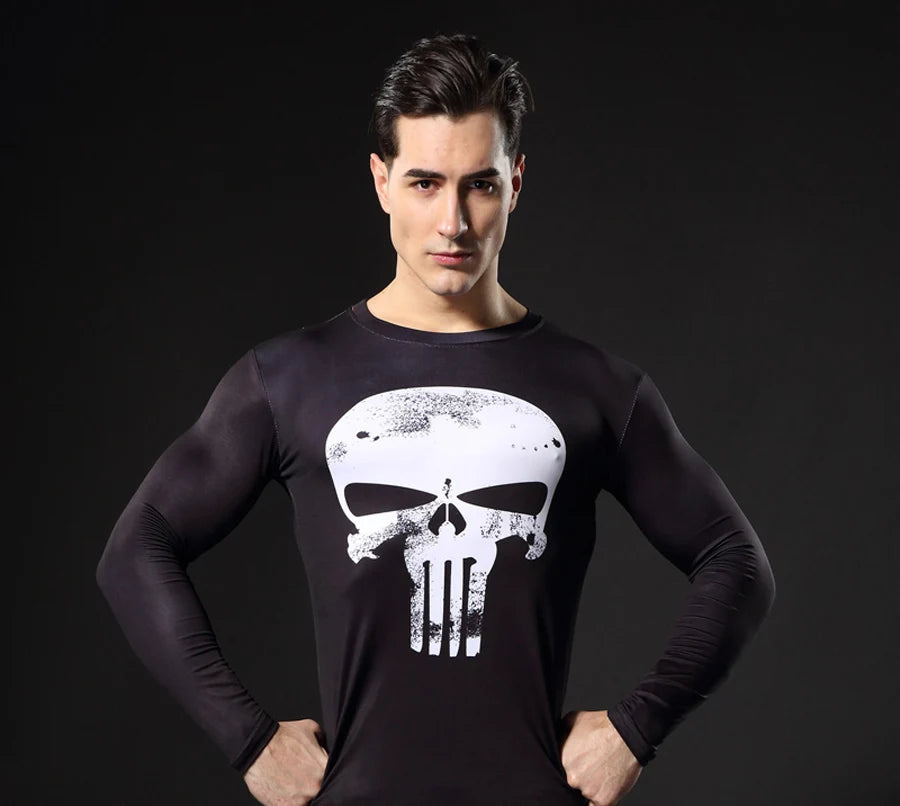 Winter Compression Underwear – Thermal MMA & Bodybuilding T-Shirt, Skull Rashguard & Leggings