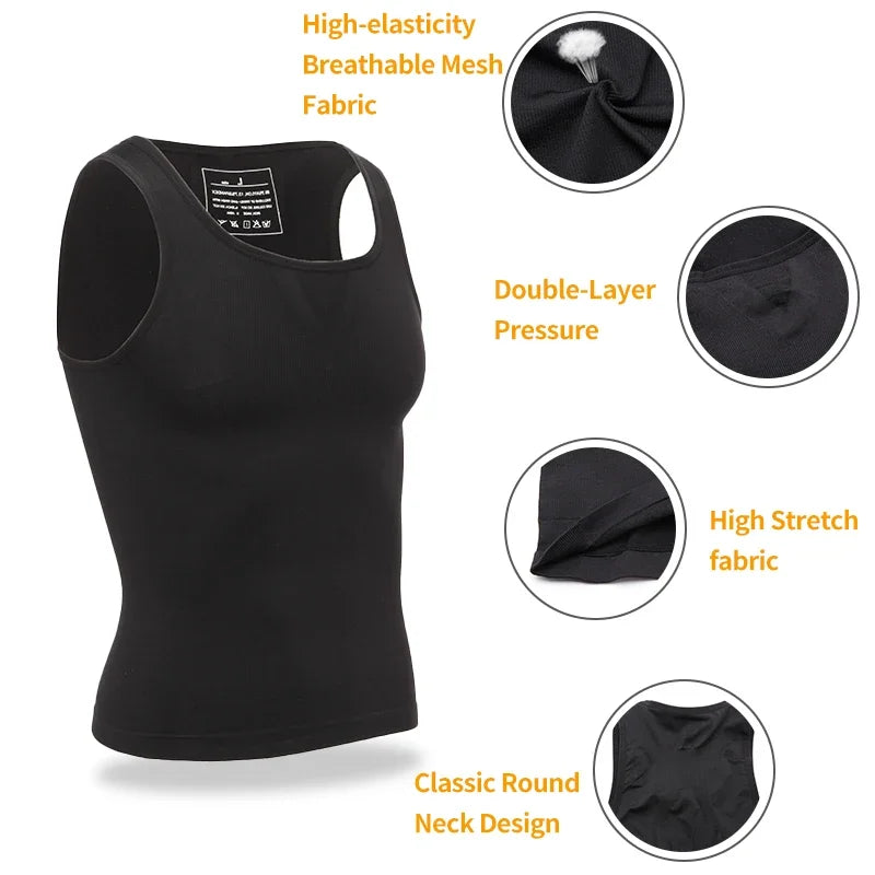 Miss Moly Men's Slimming Body Shaper – Compression Shirt for Chest & Back Support