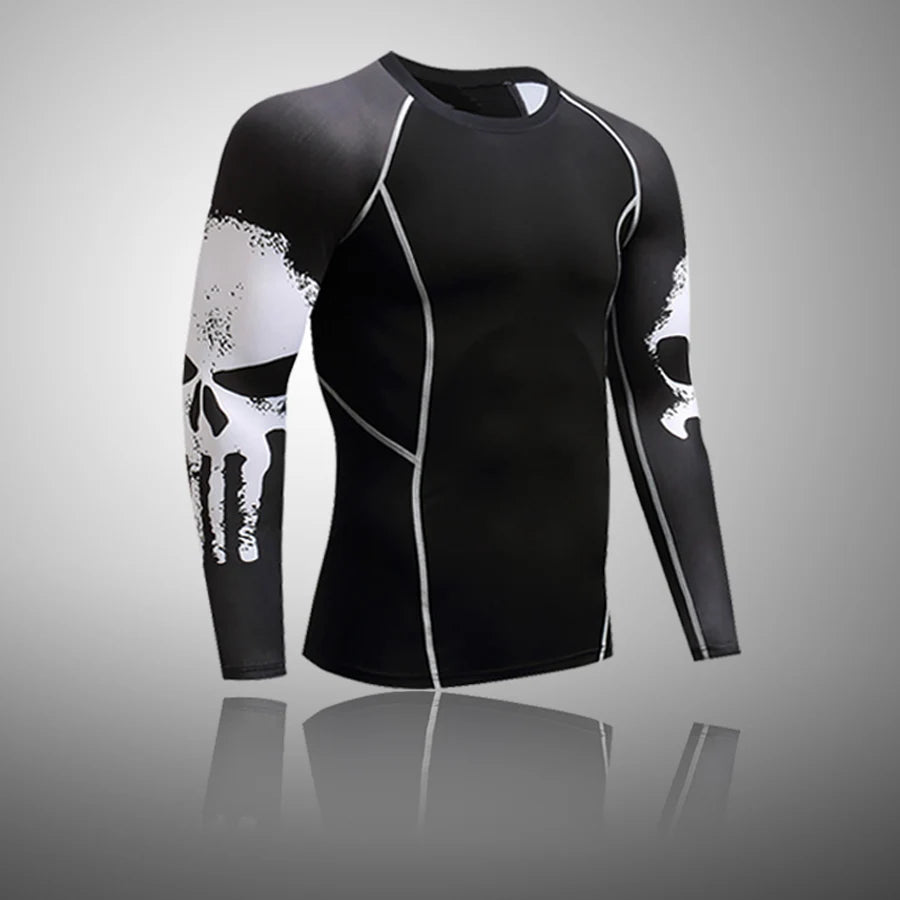 Winter Compression Underwear – Thermal MMA & Bodybuilding T-Shirt, Skull Rashguard & Leggings