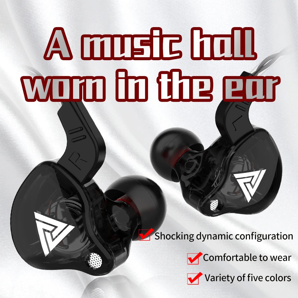 QKZ AK6 In-Ear Earphones – 6 Dynamic Drivers, Stereo Sports Headphones with Mic