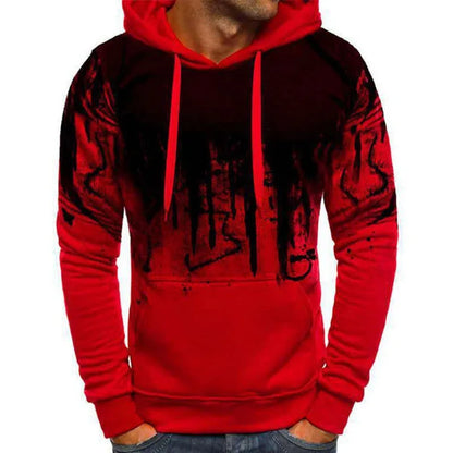 Gradient Print Men's Hoodie – Pullover Sweatshirt for Spring & Autumn Fitness