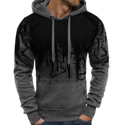 Gradient Print Men's Hoodie – Pullover Sweatshirt for Spring & Autumn Fitness