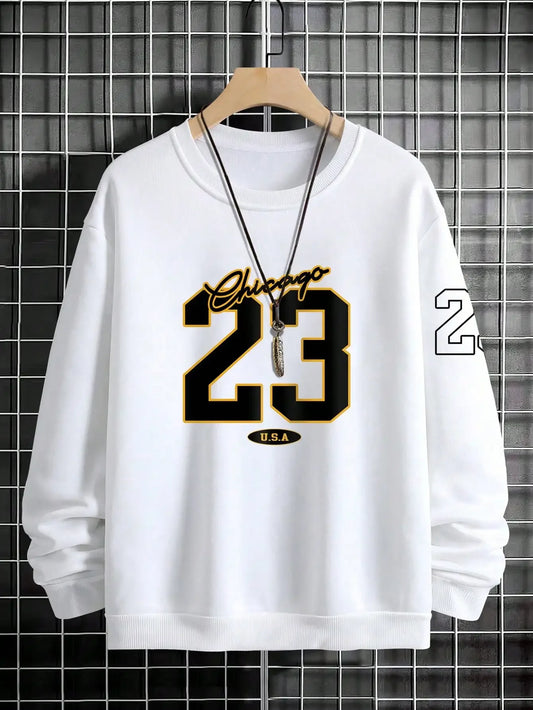 23 USA Art Letter Fleece Sweatshirt – Street Style Crewneck Hoodie