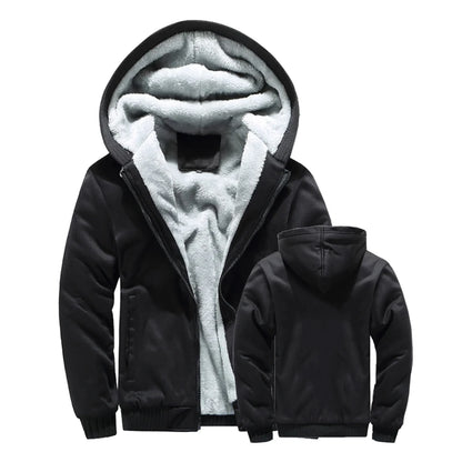 Winter Hooded Jacket – Warm, Thick Fleece Coat with Zipper, Casual Sportswear Hoody