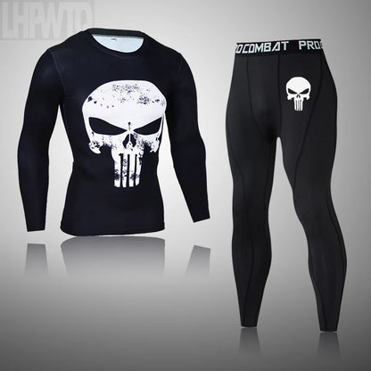 Winter Compression Underwear – Thermal MMA & Bodybuilding T-Shirt, Skull Rashguard & Leggings