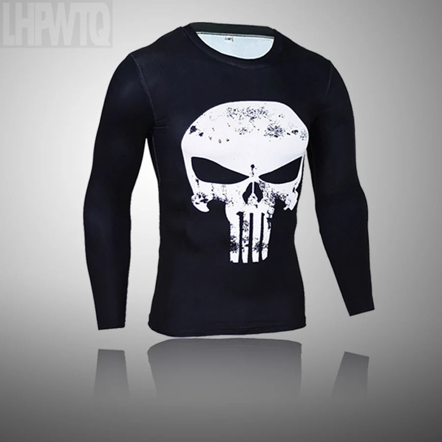 Winter Compression Underwear – Thermal MMA & Bodybuilding T-Shirt, Skull Rashguard & Leggings