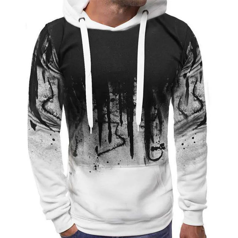 Gradient Print Men's Hoodie – Pullover Sweatshirt for Spring & Autumn Fitness