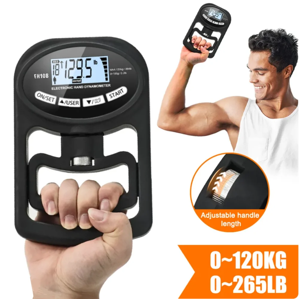 Digital Hand Dynamometer – Electronic Grip Strength Tester (265lbs/120kg)