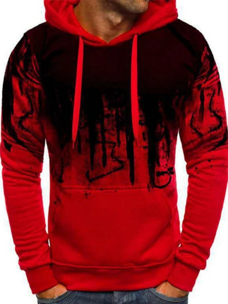 Gradient Print Men's Hoodie – Pullover Sweatshirt for Spring & Autumn Fitness