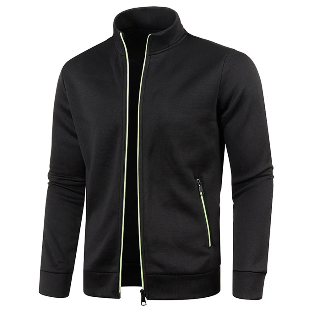 Zipper Jacket – Standing Collar, Long Sleeve Sweatshirt, Outdoor Streetwear Coat